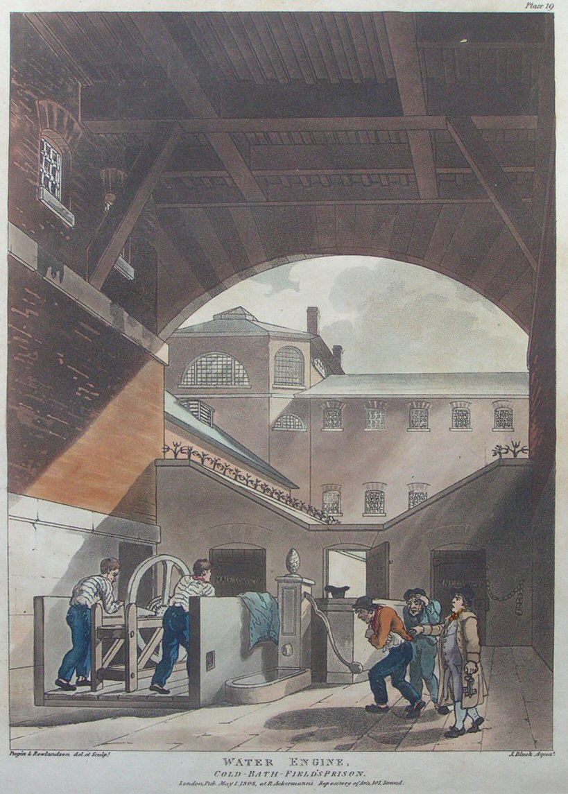 Aquatint - Water Engine, Cold-Bath-Field's Prison - Bluck